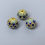 Cloisonné Bead, blue turquoise enamel, 10x9.5mm, hole 2mm, metal color 1 piece gold