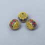 Clasp bead Cloisonné, red blue enamel, diameter 10mm±, hole diameter 2mm, metal color gold, 1 pc