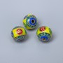 Cloisonné Bead, Cloisonné Bead in Yellow, Blue, Green, Red Enamel, Ø 10×9 mm ± hole 2 mm, metal color: golden, 1 pc