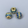 Cloisonné Bead, blue Turquoise enamel, 10x9mm +/- hole, 3mm diameter metal color gold, 1 pc