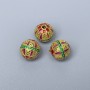 Cloisonné Bead Green-Red Raspberry Enamel, 10mm ± hole diameter 1.8mm, metal color gold-tone, 1 pc