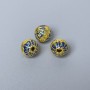 Cloisonné Bead Navy Enamel, 7×6mm ± hole 1mm, metal color gold-tone, 1 pc