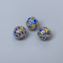 Cloisonné bead with blue enamel, diameter 8mm ±, hole diameter 1.5mm, gold metal color, 1 pc