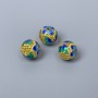 Cloisonné Bead in blue turquoise enamel, 8mm diameter, hole 1.5mm, golden metal color, 1 pc
