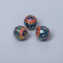 Cloisonné Bead, red turquoise blue enamel, 8mm ± hole 1.5mm, golden metal color, 1 pc