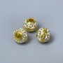 Cloisonné Bead, Pink and White Enamel, diameter 10x9mm ± hole 3.5mm, metal color gold 1 pc