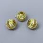 Cloisonné Bead Salad Green and White Enamel, 10x9mm, hole 3.5mm, metal color gold, 1 piece