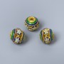 Cloisonné Bead Emerald Blue White Enamel, diameter 10mm±, hole diameter 1.8mm, metal color gold, 1 pc
