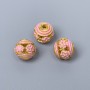 Cloisonné Bead with Pink Enamel, 10mm± diameter, hole 1.8mm, gold-tone metal