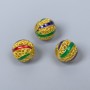 Cloisonné Bead, Cloisonné Bead in Blue, Red, and Green Enamel, 10mm +/- Hole diameter 1.8mm, Gold-tone Metal, 1 pc