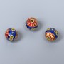 Cloisonné Bead, Cloisonné Bead Blue Red Enamel, diameter 10mm±, hole 2mm, metal color Gold-tone, 1 piece