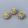 Cloisonné Bead White-Blue Enamel, 10mm± Diameter, 1.8mm Hole, Gold-Tone Metal