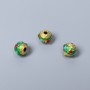 Cloisonné Bead Green-Red Enamel, Ø 8×7 mm ± hole, metal color gold-tone, 1 pc