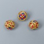Cloisonné Bead - Cloisonné Bead in Blue and Red Enamel, 10mm± Diameter, 1.5mm Hole, Gold-T colored Metal (1 pc)