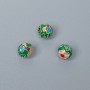 Cloisonné Bead, green-lilac enamel, 6 mm diameter ± hole 1 mm, metal color gold-tone, 1 pc