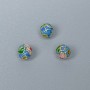 Cloisonné Bead - Blue-Lavender Enamel, 6mm diameter ±, 1.0mm hole, gold-tone metal