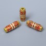 Cloisonné Bead, Cylindrical, Red, White, Black Enamel, Gold-Tone Metal, Ø 6×17 mm ±, Hole Ø 2.5 mm, 1 pc