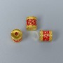 Cloisonné Bead Cylinder Red Enamel 8×10mm with 1.8mm Hole, Gold-Tone Metal, 1 pc