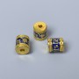 Cloisonné Bead Cylinder Blue Enamel, 8x10mm± hole Ø 1.8mm, metallic color gold plated 1 pc