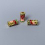 Cloisonné Bead Cylinder Fish Pink Red Green Enamel, diameter 4x9mm± hole 2mm, metal color gold-tone, 1 piece