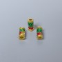 Cloisonné Bead Cylindrical Fish Motif Red-Green Enamel, hole 2mm, diameter 4×9mm, gold-colored metal, 1 pc