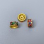 Cloisonné Bead Rondelle Red Green Blue Enamel, 8x4mm± hole diameter 1mm, metal color gold-tone, 1 pc