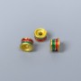 Cloisonné Bead Rondelle Red–Green Enamel, diameter 6×4 mm ± hole, 2 mm gold-toned metal diameter, 1 pc