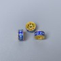Cloisonné Bead Rondelle, blue blue enamel, 8x4 mm, ± hole, gold-colored metal, 1 pc