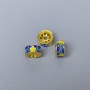 Cloisonné Bead Rondelle Blue Yellow Green Enamel, diameter 8×4 mm ±, hole diameter 1.8 mm, metal color gold-tone, 1 pc