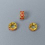 Cloisonné Bead Rondelle Red Enamel, Ø 6×3 mm± hole, Ø 2.8 mm, golden metal color, 1 pc