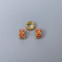 Cloisonné Bead Rondelle Red Enamel, hole 3.5 mm, diameter 5.5x3.5 mm, gold-tone metal, 1 pc