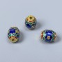Cloisonné Bead Barrel Bead in Blue, Green, Red Enamel, 8×10 mm ± hole 1.5 mm, metal color: gold, 1 pc