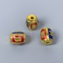 Cloisonné Bead Cabochon Red Blue 9×11mm ± hole 1.8mm, gold-tone metal, 1 pc