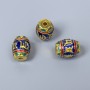 Cloisonné Bead Bar Ball Bead with Enamel, 8x10mm, +/- hole 1.5mm, gold-tone metal, 1 pc