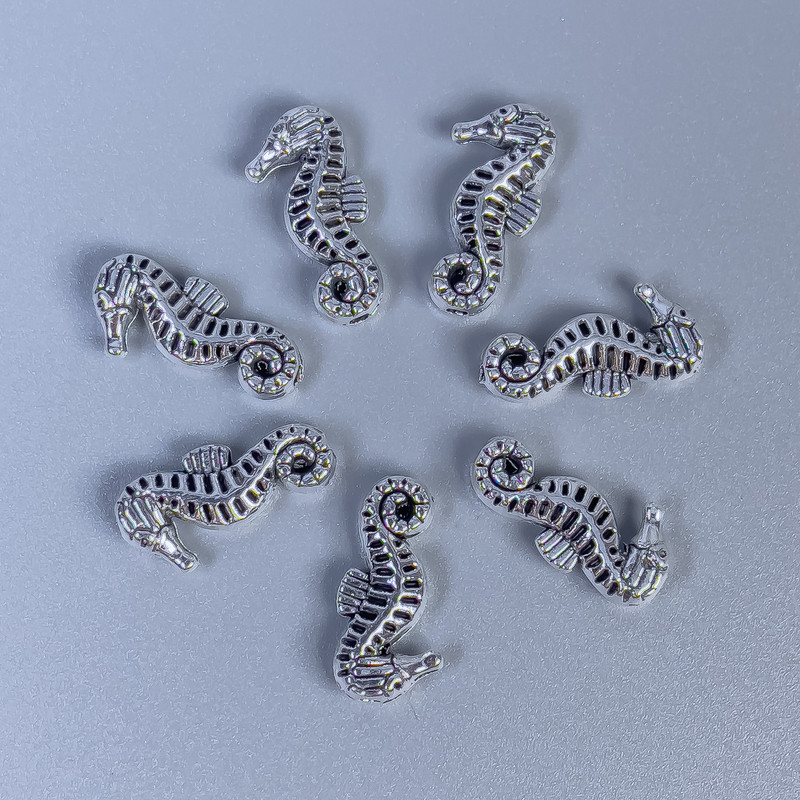 Bead Inlay 'Sea Urchin' Silver Metal Color, Ø 15×7×3 mm± hole Ø 1 mm± packaging 11 pcs