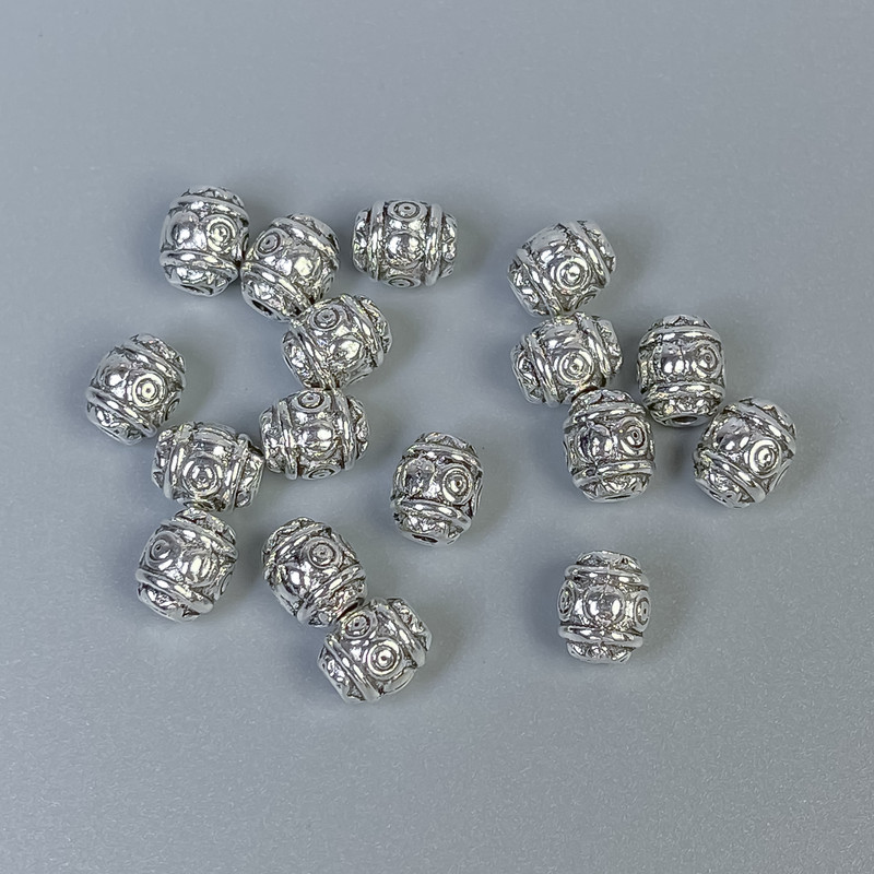 Bead Finding Inlay Bead Color: Silver, Diameter 6×7 mm ± hole diameter ~1 mm ± packaging 20 g (~26 pcs)
