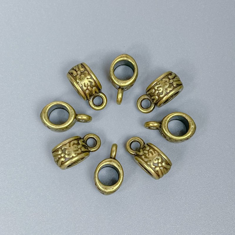 Bail Bezel in Bronze Metal Color, size 11x6x5mm± holes, diameter 4.5mm±, diameter 2mm±, packaging 20 pcs