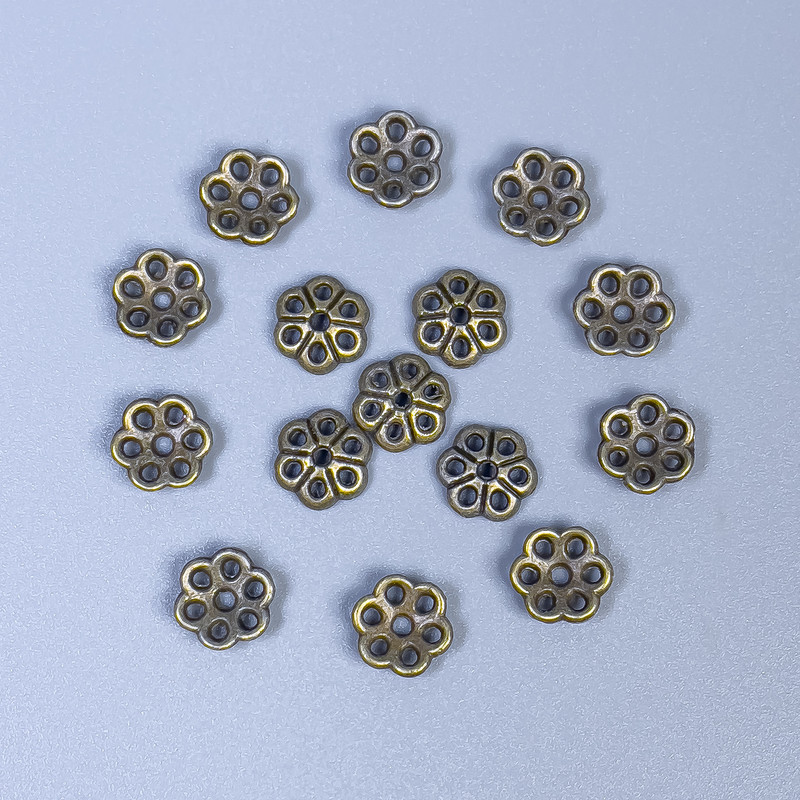 Cap cap bead end cap in bronze color, diameter 6×1mm± hole diameter 0.5mm± packaged 80 pcs