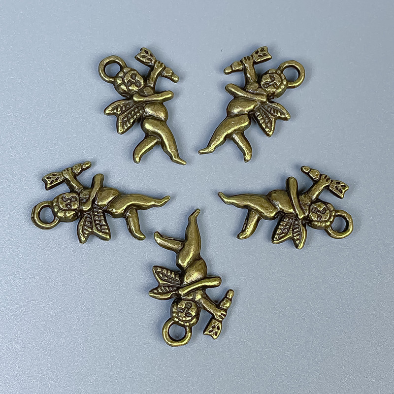 Pendant Findings Cupid in Bronze color, dimensions 23×14×3 mm ±, hole diameter 2.5 mm ±, packaging 20 g (~12 pcs)