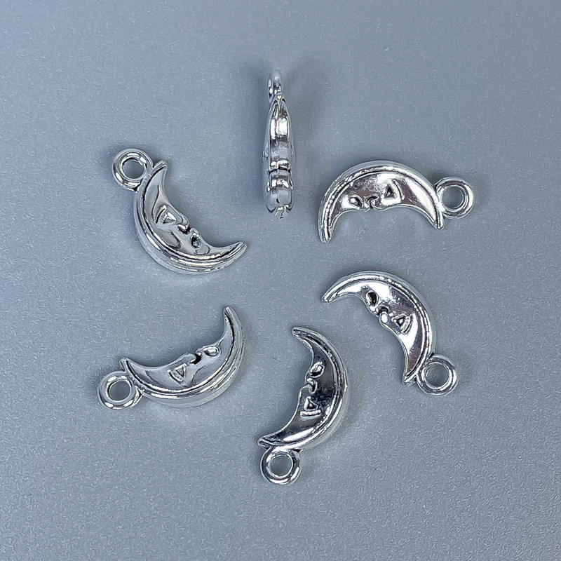 Pendant Fittings Moon color silver, dimensions 13x6x3mm± hole diameter 1.5mm± packaging 20g (~40 pcs)