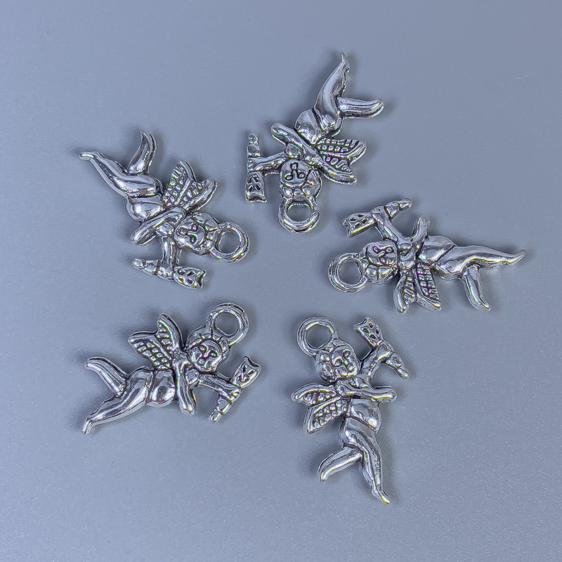 Pendant Finding Cupid Pendant in Silver Tone, Size 23x14x3 mm±, Hole diameter 2.5 mm±, Packaging 20 g (~12 pcs)