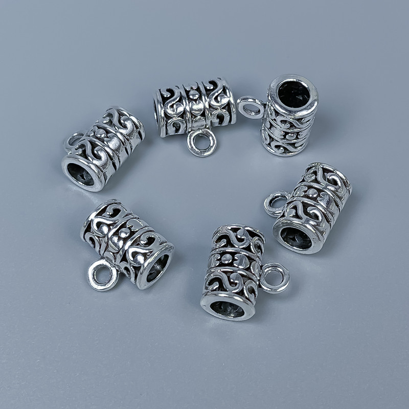 Bail Findings, metal color: silver, sizes 14×13×8 mm ±, holes diameter 5 mm ±, diameter 2.5 mm ±, packaging 10 pcs