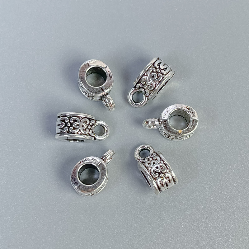 Bail (Bead Bail) color silver, size 10x5x6 mm +/- holes, diameter 4 mm +-, diameter 2 mm +/- packaging 20 g (~28 pcs)