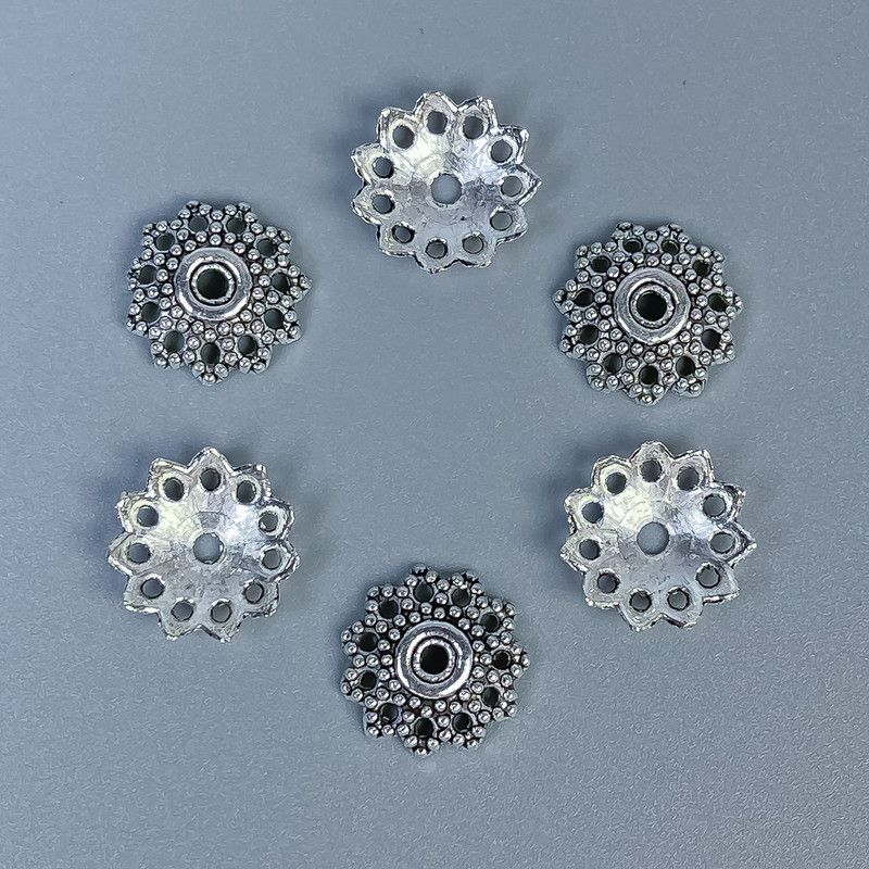 Cap for bead caps, silver color, diameter 11.5×1mm±, hole diameter 1.5mm±, packaging 32 pcs