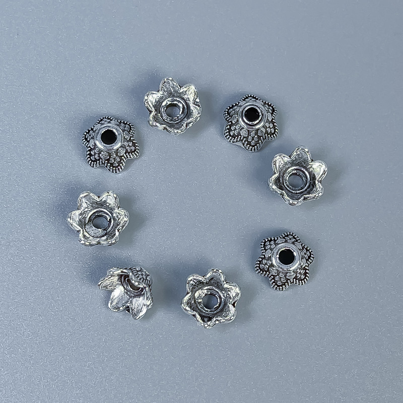 Cap end findings for beads, cap pendant, metal color silver, d8x4, 5x1-mm± hole, diameter 2mm±, packaging 32 pcs