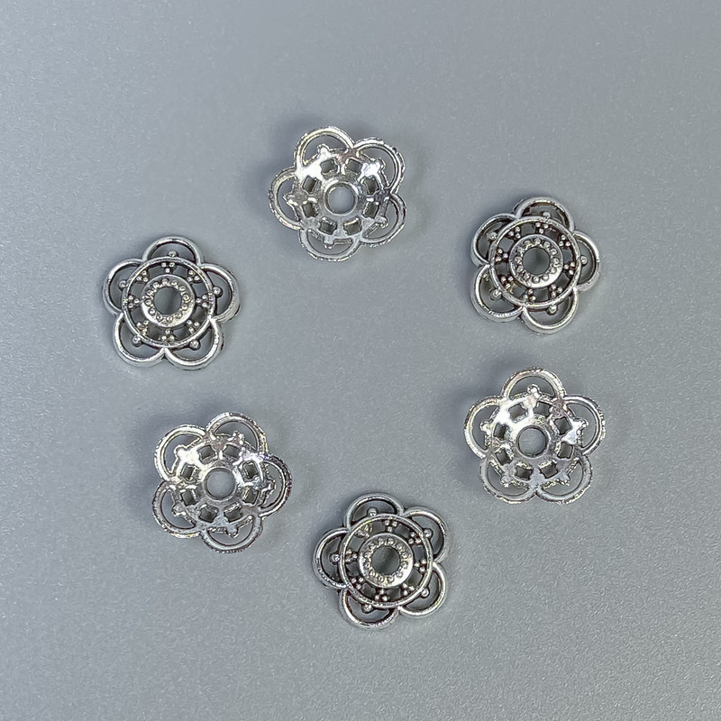 Cap cap for bead, metal color silver, diameter 10 x 0.5 mm ± hole diameter 2 mm ± packaging 20 g (~85 pcs)