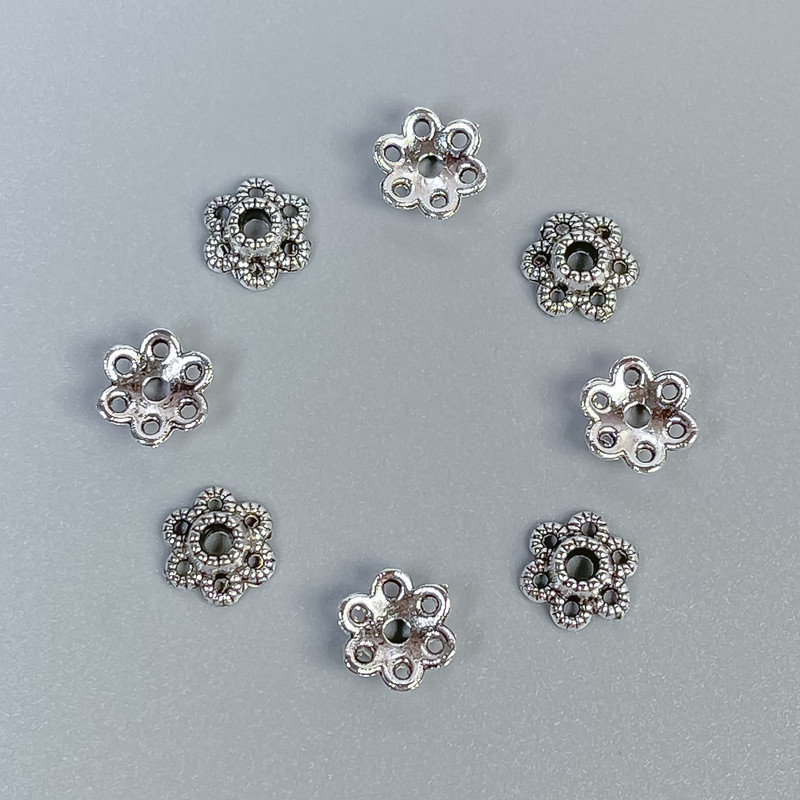 Bead Cap Findings in Silver Color, 6x0.8 mm diameter, hole 1.5 mm, packaging 20 g (~195 pcs)