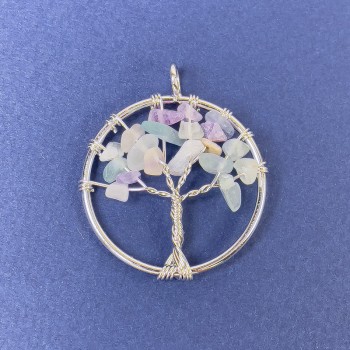 Pendant 'Tree of Life' Fluorite Natural Stone 31×36mm+