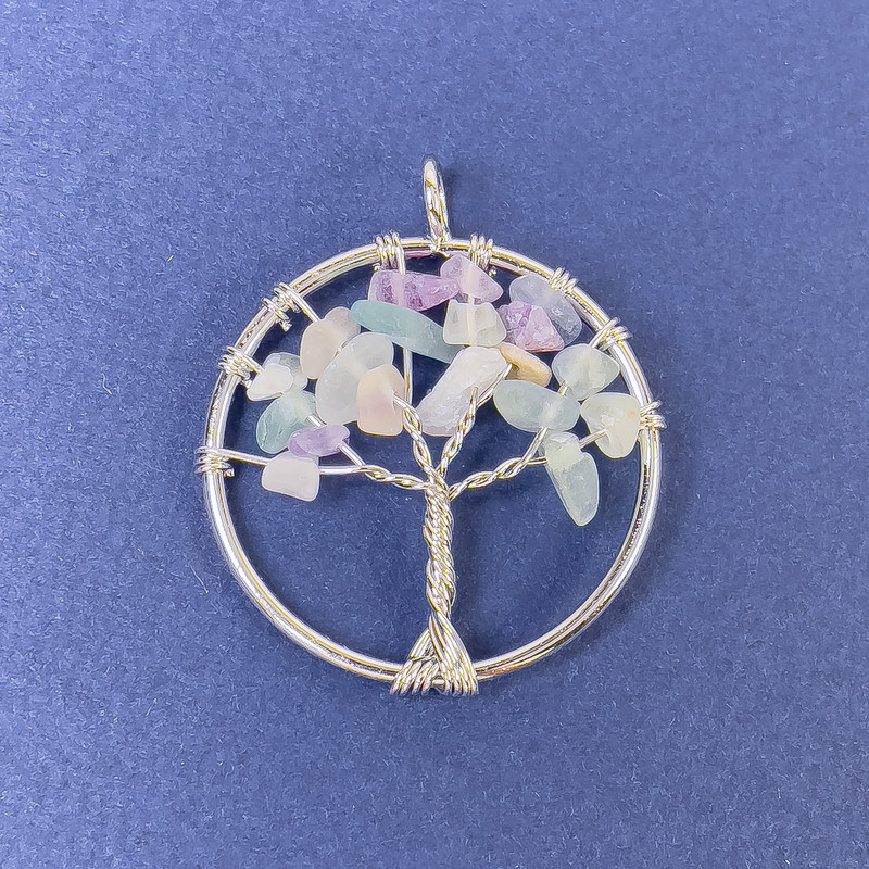 Pendant 'Tree of Life' Fluorite Natural Stone 31×36mm+