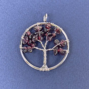 Pendant Tree of Life Garnet natural stone 31x36mm+